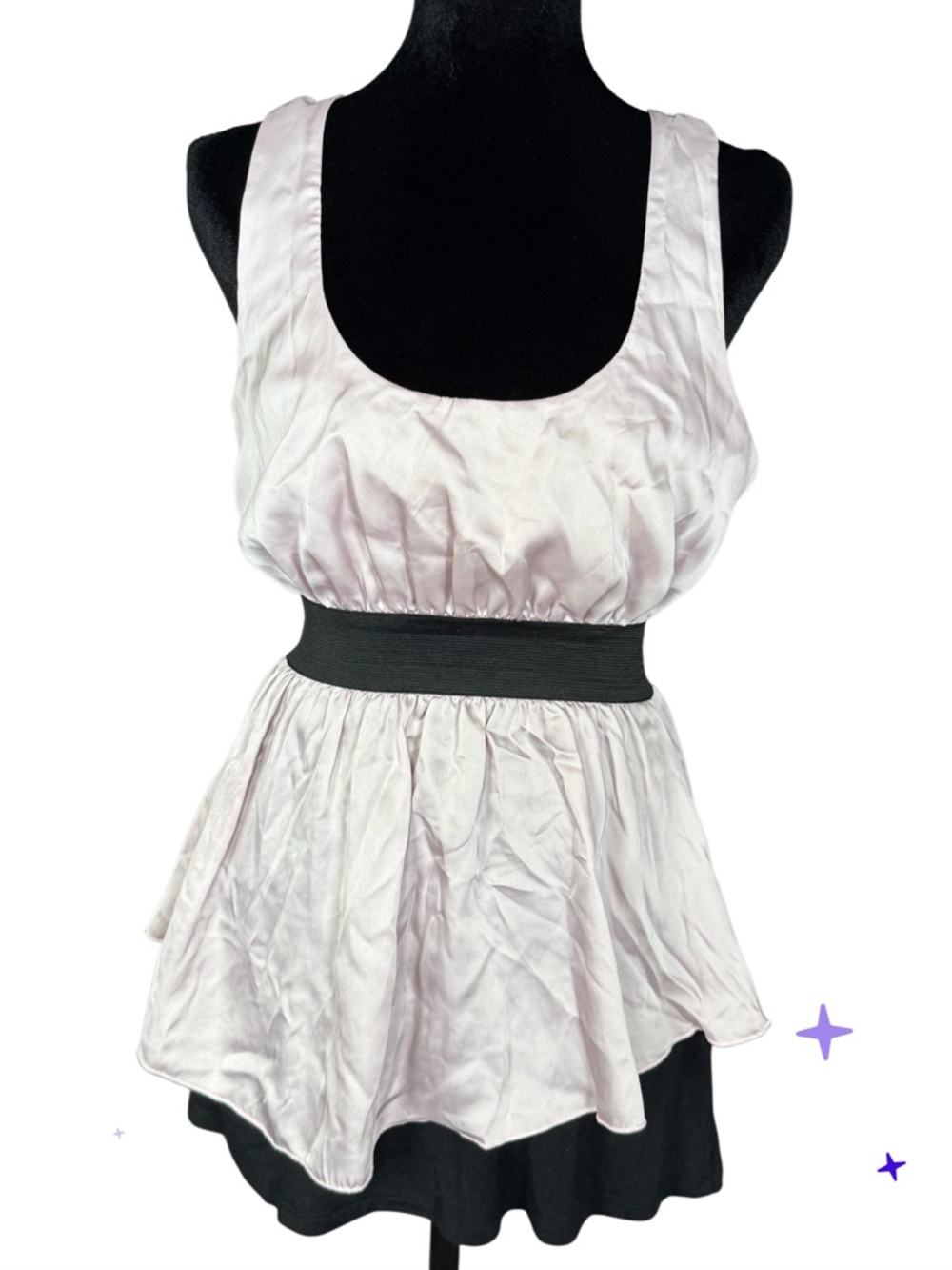 julie's closet Pale Pink and Black Sleeveless Peplum Tank Top